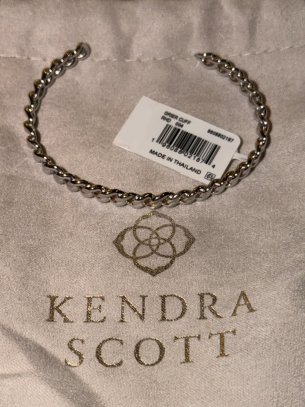 Kendra Scott Bracelet Grier Chain Link Cuff Silver-Tone Rhodium Plated - Picture 5 of 5